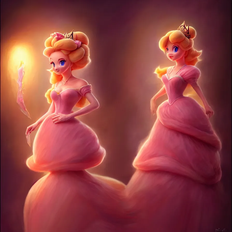 Image similar to epic professional digital art of princess peach, ambient lighting, painted,, detailed,, leesha hannigan, wayne haag, reyna rochin, ignacio fernandez rios, mark ryden, iris van herpen, best on artstation, cgsociety, wlop, pixiv, stunning, gorgeous, much wow, cinematic, masterpiece