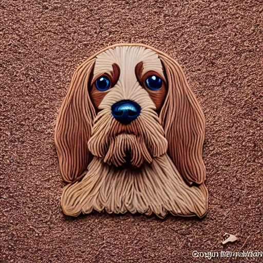 Prompt: Plasticine light brown English Cocker Spaniel, macro photo, studio photo, professional photo