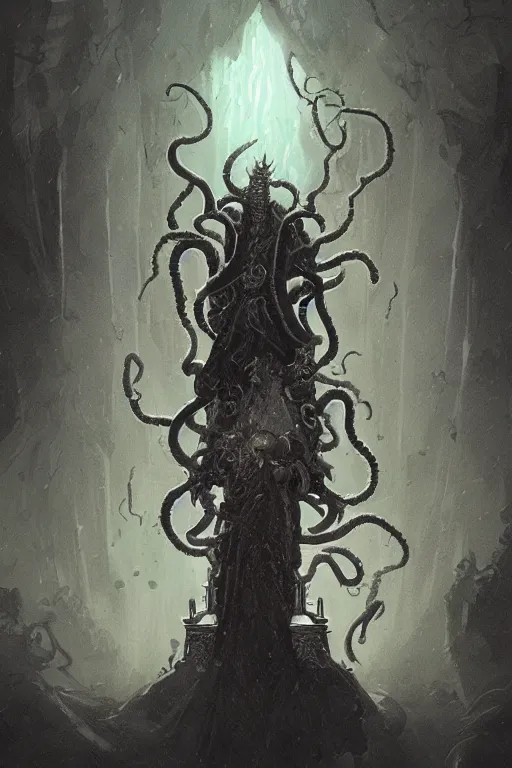 Prompt: lovecraftian nightmare king on a throne, digital art, in the style of greg rutkowski, trending on artstation