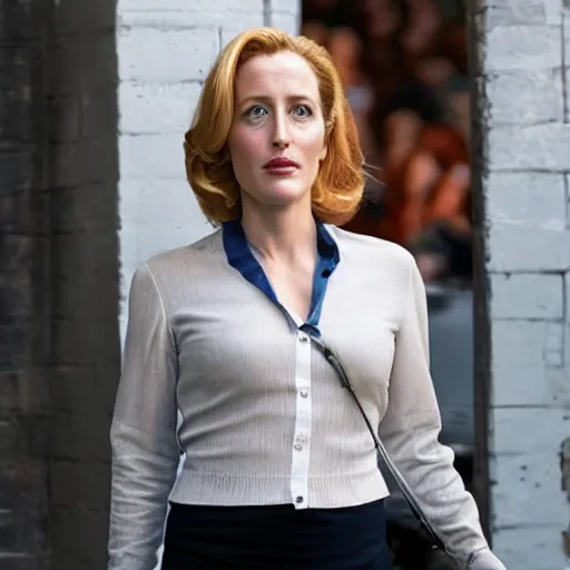 Prompt: gillian anderson as the beatles