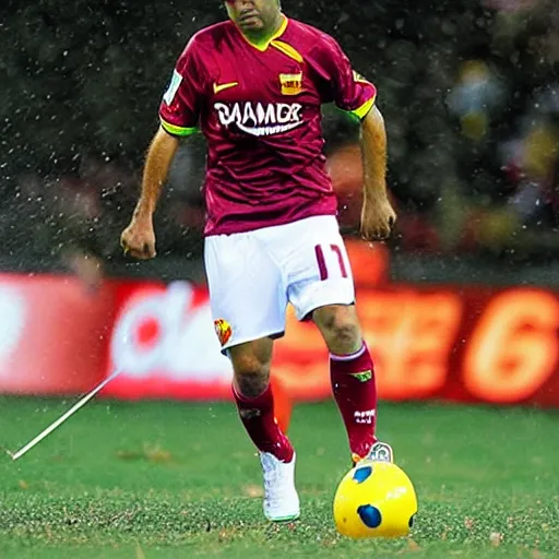 Prompt: xavi hernandez hit by a lightning, in forest