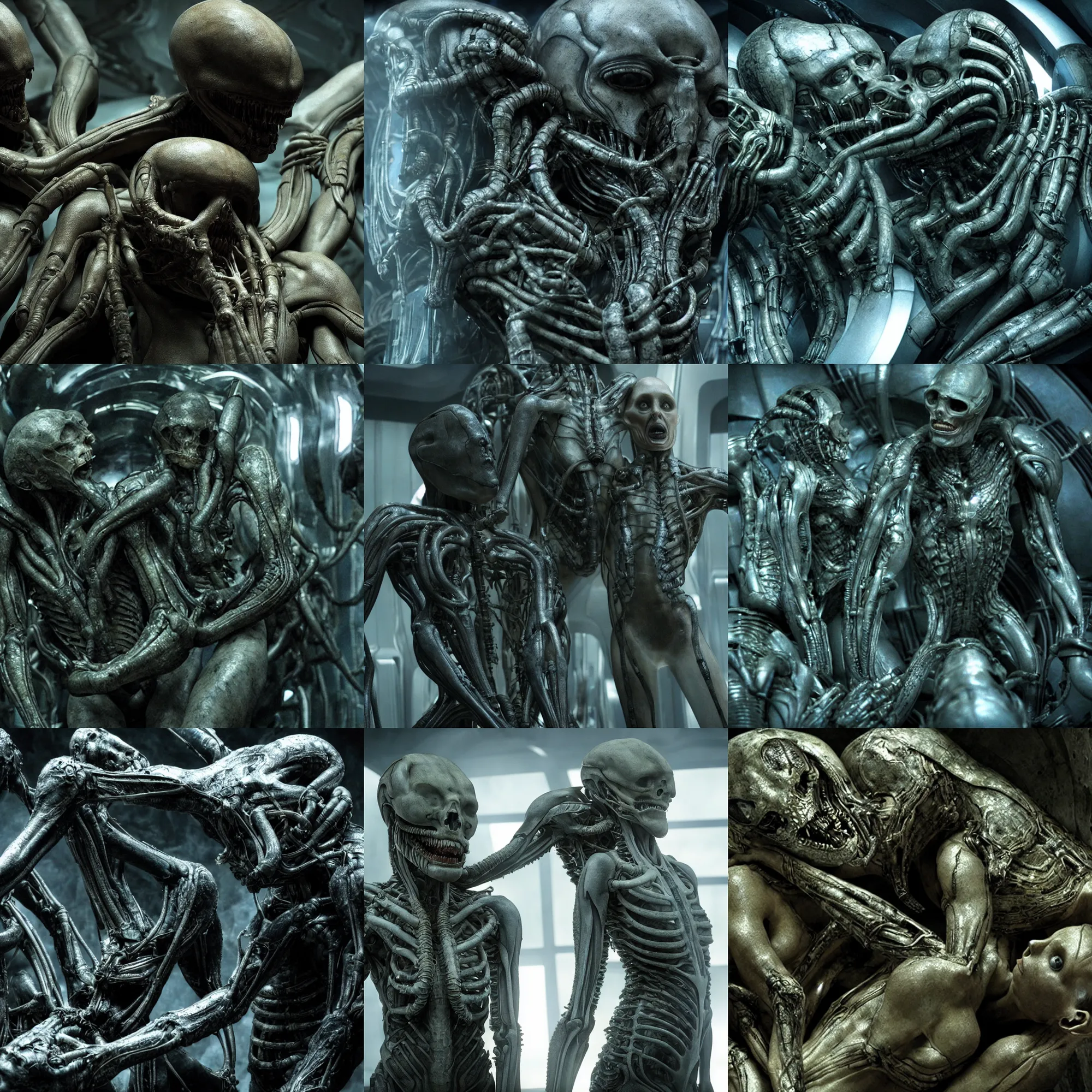 Prompt: still frame from Prometheus movie by giger