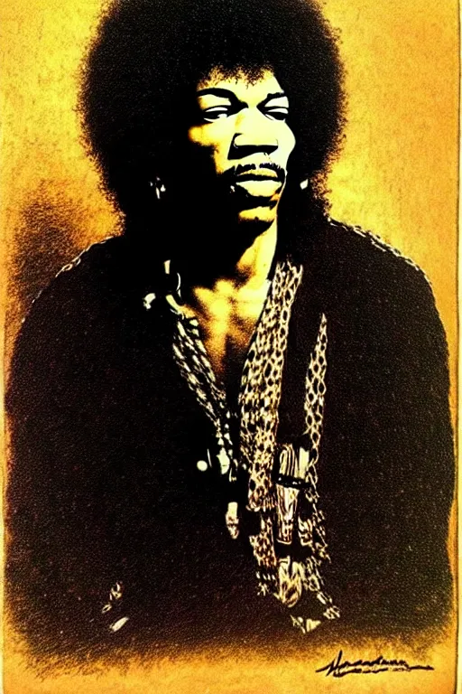 Prompt: Jimi Hendrix by Rembrandt