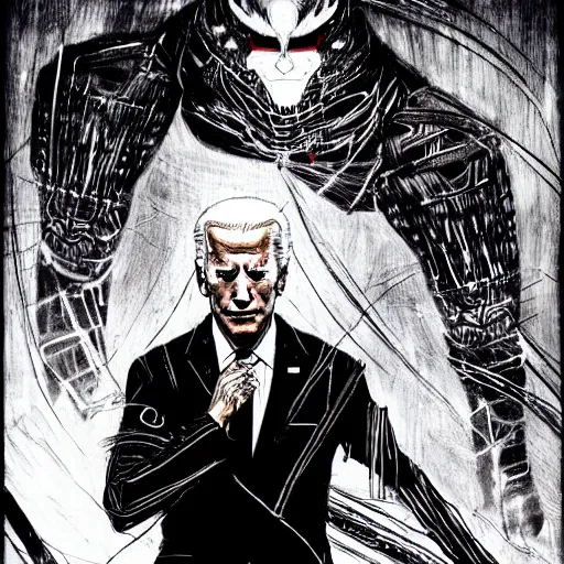 Image similar to Joe Biden looking sinister, by Tsutomu Nihei, highly detailed