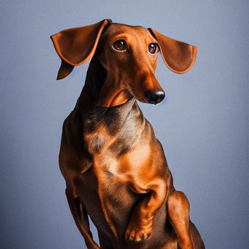 Image similar to realistic photo of a dachshund with enormous ears, studio lighting