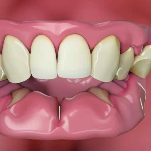 Image similar to poorly rendered 3 d set of teeth