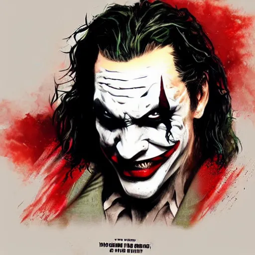 Image similar to jason momoa as joker, full body, dynamic pose, painted by greg rutkowski