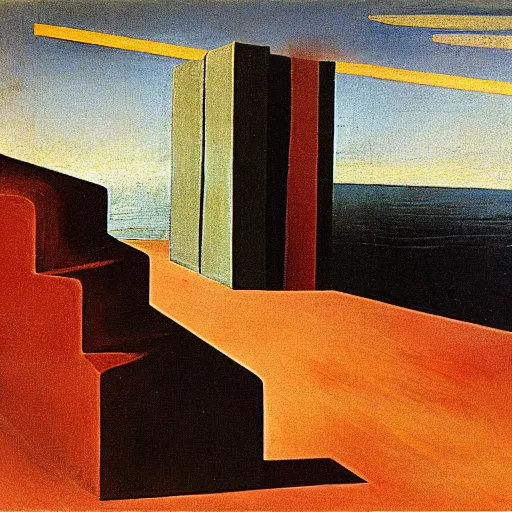 Prompt: the end of time painting by de chirico