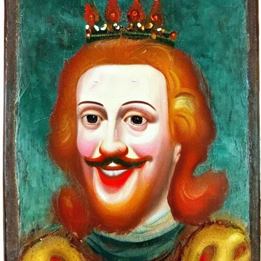 Image similar to 9 th century oil painting of king ronald mcdonald