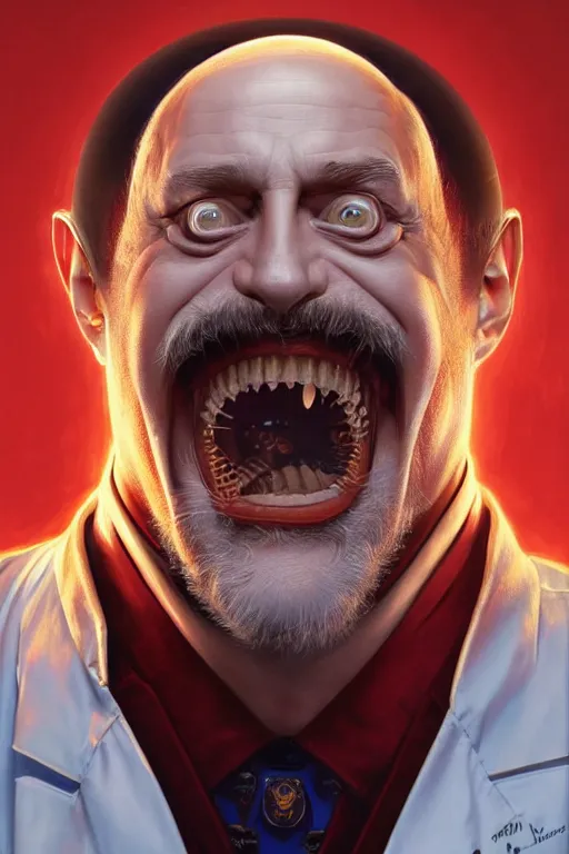 Prompt: vladimir putin as an evil stupid robotnik dr eggman, realistic portrait, symmetrical, highly detailed, digital painting, artstation, concept art, smooth, sharp focus, illustration, cinematic lighting, art by artgerm and greg rutkowski and alphonse mucha