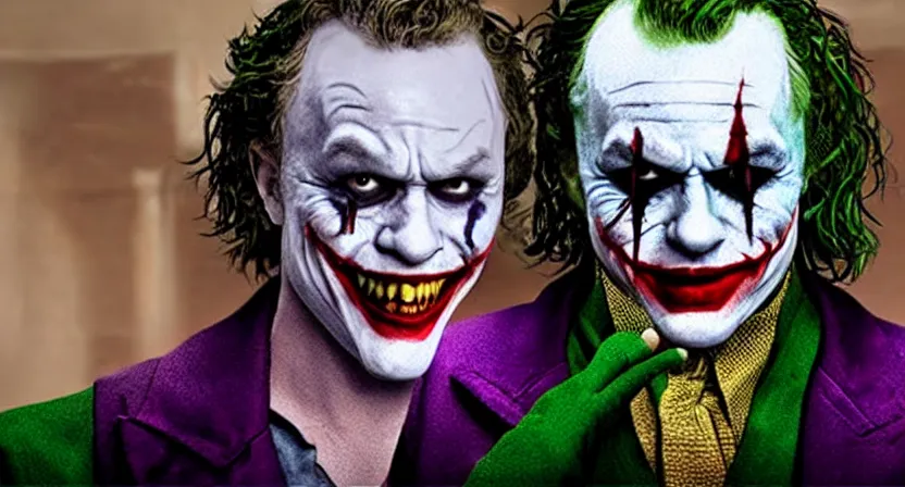 Image similar to heath ledger joker pixar villain 3 d movie screenshot