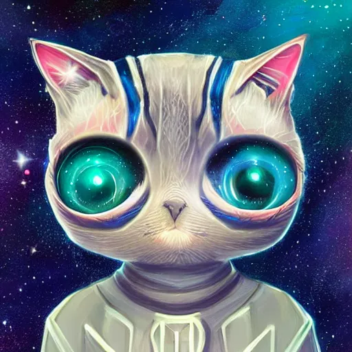 Prompt: a cute galactic alien kitten, hyper detailed, digital art