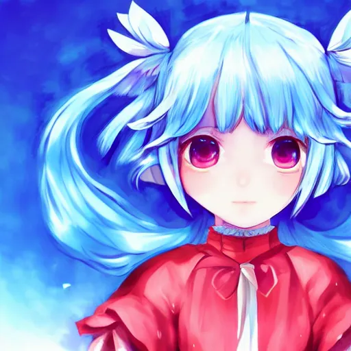 Prompt: full headshot portrait of Cirno from Touhou, drawn by WLOP, by Avetetsuya Studios, colored sketch anime manga panel, Cirno from Touhou, trending on artstation and pixiv Cirno