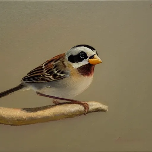 Prompt: a sparrow, oil on canvas