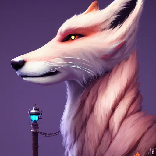 Prompt: A portrait of full-body a magnificent giant fox with 8 tails， full of details, CGI, smooth，trending on cgsociety and artstation，8kHDR，light effect