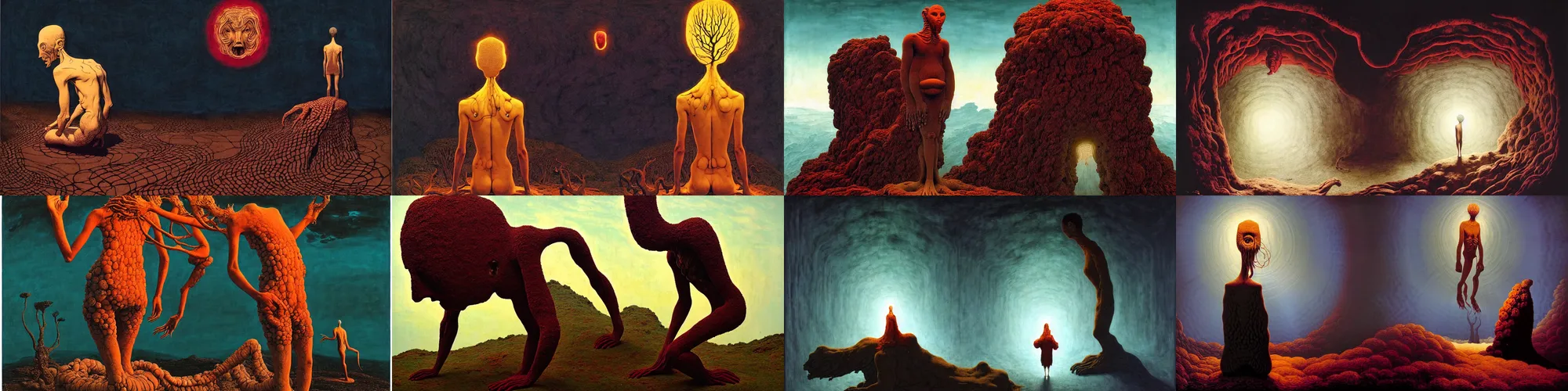 Prompt: ancient creature, by asaf hanuka, by caspar david friedrich, by wangechi mutu, by zdzisław beksinski, divine, powerful, accent lighting, cotton, corduroy, on path to enlightenment