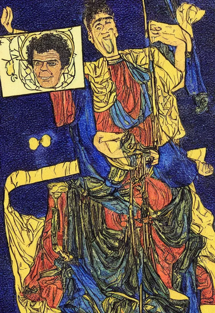 Prompt: Yoshua Bengio on the Tarot card. Illustration by Pamela Colman Smith