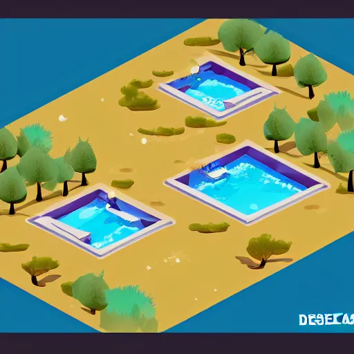 Prompt: Desert Oasis,Isometric style