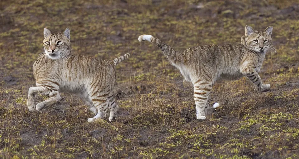 Prompt: The body is round, notes researcher David Mitton as he examines a new species of tundra feline