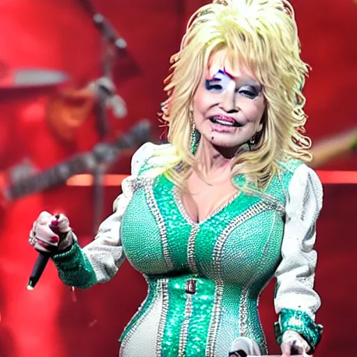 Prompt: Dolly Parton eats a plate of Pokemon