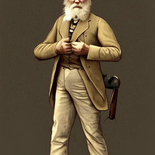 Image similar to charles darwin posing in victorian garb, highly detailed, digital painting, artstation, concept art, smooth, sharp focus, illustration