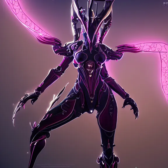 Image similar to highly detailed giantess shot exquisite warframe fanart, looking up at a giant 500 foot tall beautiful stunning saryn prime female warframe, as a stunning anthropomorphic robot female dragon, looming over you, dancing elegantly over you, your view upward between the legs, white sleek armor with glowing fuchsia accents, proportionally accurate, anatomically correct, sharp robot dragon paws, two arms, two legs, camera close to the legs and feet, giantess shot, upward shot, ground view shot, paw shot, leg and thigh shot, epic low shot, high quality, captura, realistic, professional digital art, high end digital art, furry art, macro art, giantess art, anthro art, DeviantArt, artstation, Furaffinity, 3D realism, 8k HD octane render, epic lighting, depth of field