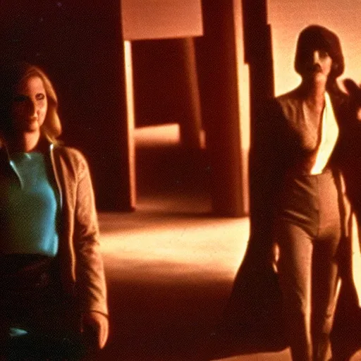 Prompt: people from logans run, cinematic, 1970s, hazy, underexposed lighting