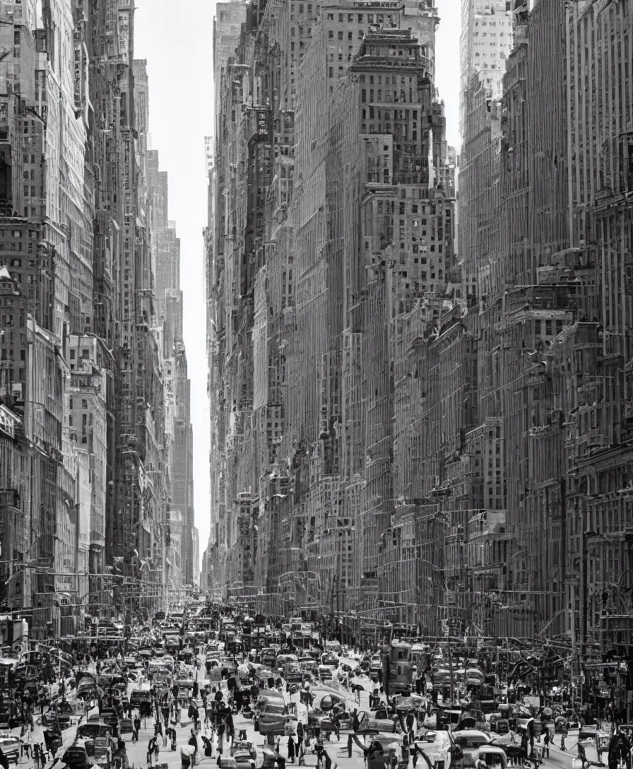 Prompt: constructivism streetview sun people street busy new york