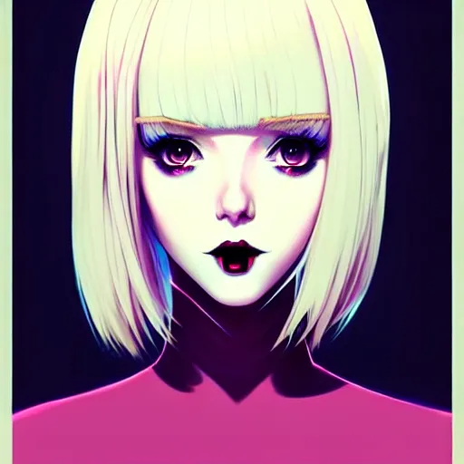 Image similar to a beautiful slim shy blonde goth girl ignores you, art by ilya kuvshinov and lois van baarle and ross tran and range murata and artgerm and andy warhol, norman rockwell, digital art, highly detailed, profile picture, intricate, sharp focus, mystical trending on artstation hq, deviantart, pinterest, unreal engine 5, 4 k uhd image