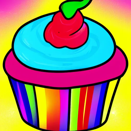 Prompt: colourful cupcake, vector style, realistically shaded