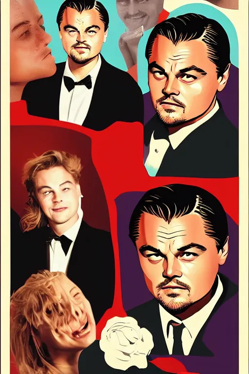 Image similar to a romantic comedy poster staring Leonardo DiCaprio