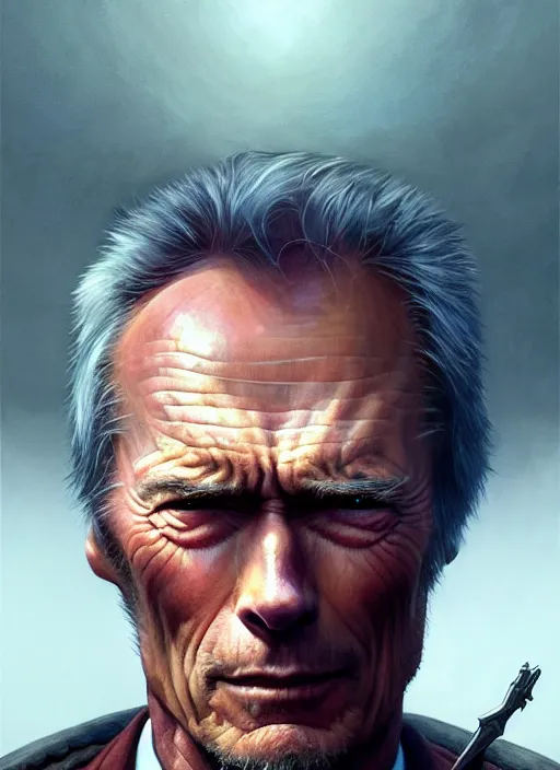 Image similar to clint eastwood as oscar diggs, intricate, d & d, wizard, fantasy, art nouveau, digital painting, trending on artstation, sharp focus, wide shot, illustration, global illumination, ray tracing, art by artgerm and greg rutkowski and ruan jia