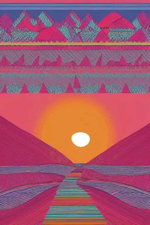 Image similar to minimalist boho style art of colorful sidi bousaid at sunrise, illustration, vector art