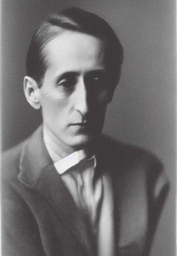 Image similar to a close - up casual photo of young marcel duchamp by irving penn, 1 9 2 0 s monochrome snapshot, graflex 4 x 5, f 1. 8, 3 5 mm, ilford delta 3 2 0 0 pro