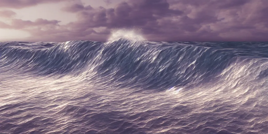 Prompt: a huge wave ， 3 d render