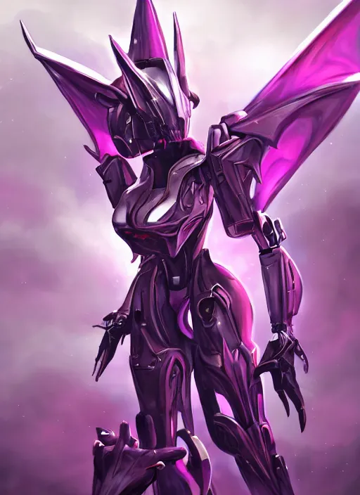 Prompt: cinematic full body, cosmic sized beautiful stunning elegant hot giant robot mecha female dragon goddess, sharp sleek cyborg dragon head, sharp metal ears, smooth purple eyes, smooth fuschia skin, smooth silver armor, nebula, epic proportions, epic scale, macro furry, furry art, dragon art, goddess art, giantess art, warframe fanart, furaffinity, octane