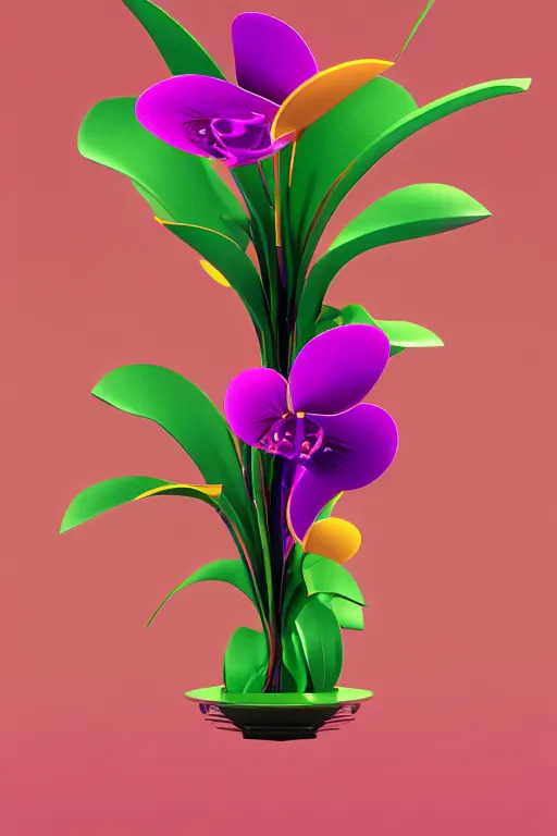 Image similar to a colorful, metallic orchid, ( ( ( ( jonathan zawada ) ) ) ) a computer rendering by agnes lawrence pelton, featured on polycount, computer art, rendered in cinema 4 d, octane render, rendered in maya