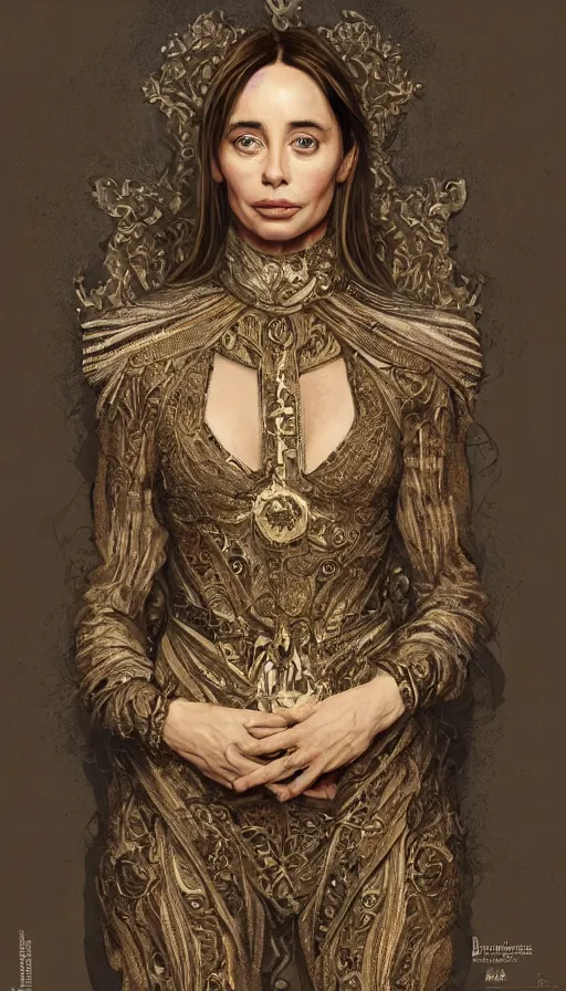 Prompt: emanuelle beart, traditional clothing, fame of thrones, fibonacci, sweat drops, intricate fashion clothing, insane, intricate, highly detailed, surrealistic, digital painting, artstation, concept art, smooth, sharp focus, illustration, unreal engine 5, 8 k, art by artgerm and greg rutkowski and alphonse mucha