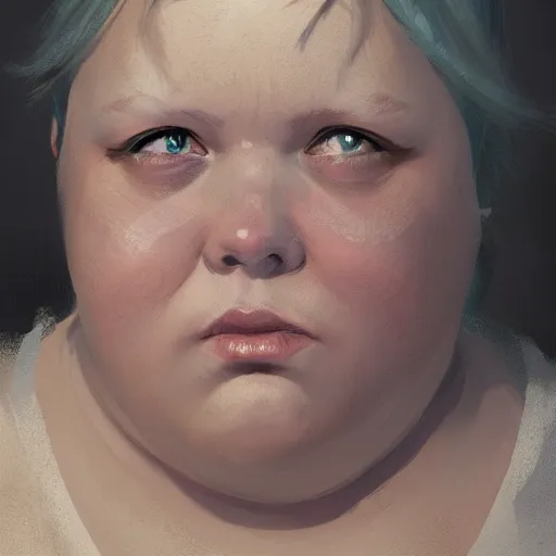 Prompt: portrait of the woman called silke fatstone. she is fat and ugly and works at a kindergarten. detailed digital art by greg rutkowski, thomas kinkade and keith parkinson, artstation, cgsociety, 8 k, hd