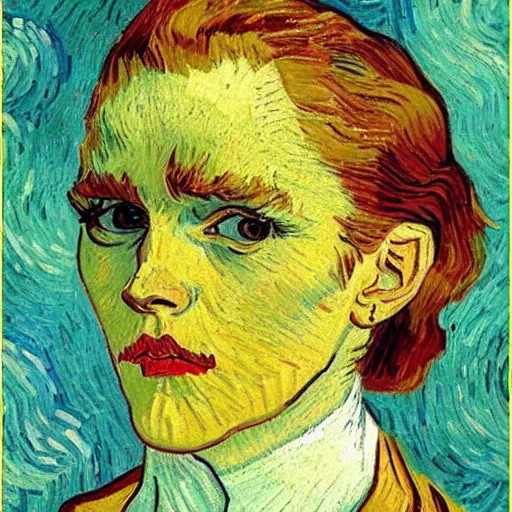 Prompt: vincent van gogh style painting of emma watson