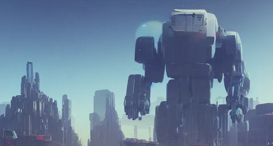 Image similar to GIANT ROBOT GORILLA megastructure looming in the distance, landscape, cinematic, rendered by simon stålenhag, rendered by Beeple, Makoto Shinkai, syd meade, environment concept, digital art, unreal engine, 3 point perspective, WLOP, trending on artstation, low level, 4K UHD image, octane render,