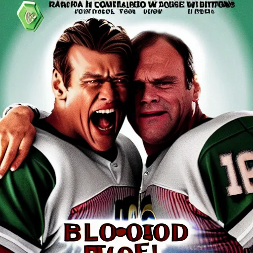Prompt: blood bowl comedy movie poster starring jim carrey