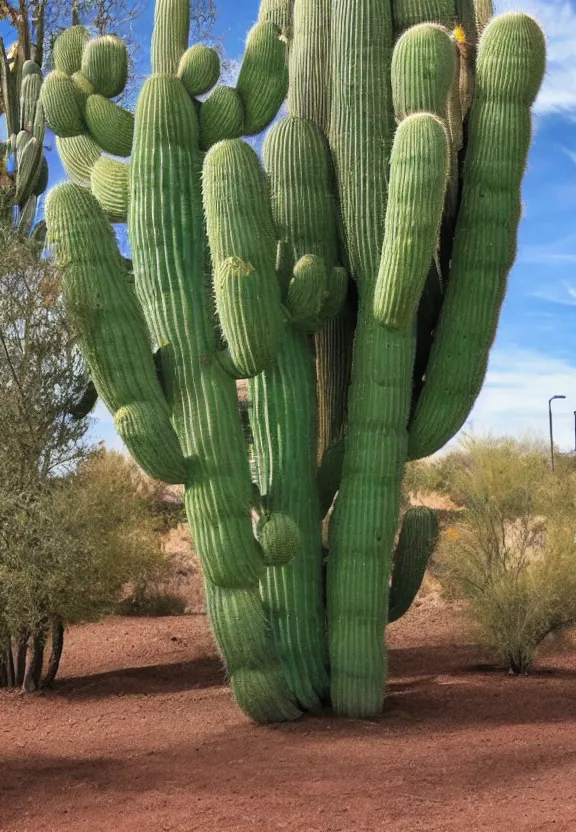 Prompt: realistic giant cactus monster devouring Albuquerque