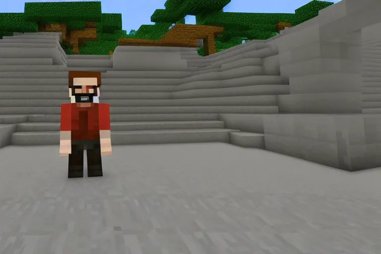 Prompt: walter white in minecraft, minecraft screenshot