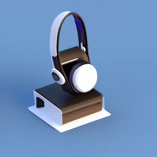 Image similar to headphone stand, futuristic, techno, cyberpunk, product design, 3 d render, 3 d concept, 3 d product render, isometric design fun, swag