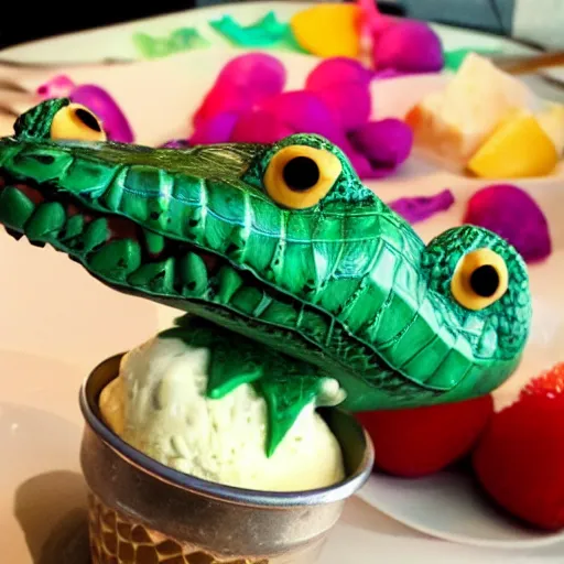 Prompt: alligator icecream