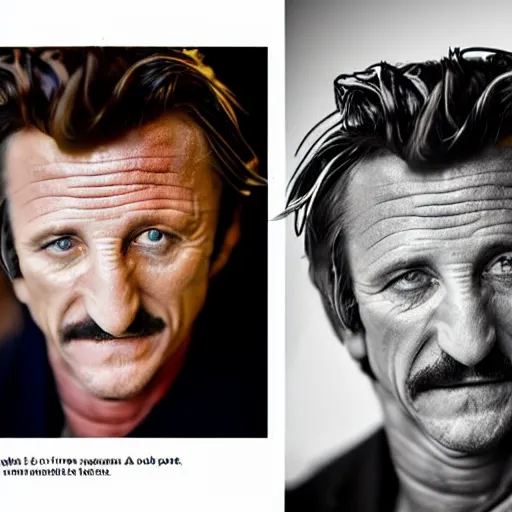 Image similar to a portrait of sean penn with a face like a dried raisin, dslr