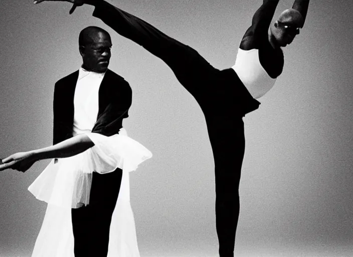 Image similar to Samuel L. Jackson as a ballerina, dancing elegantly