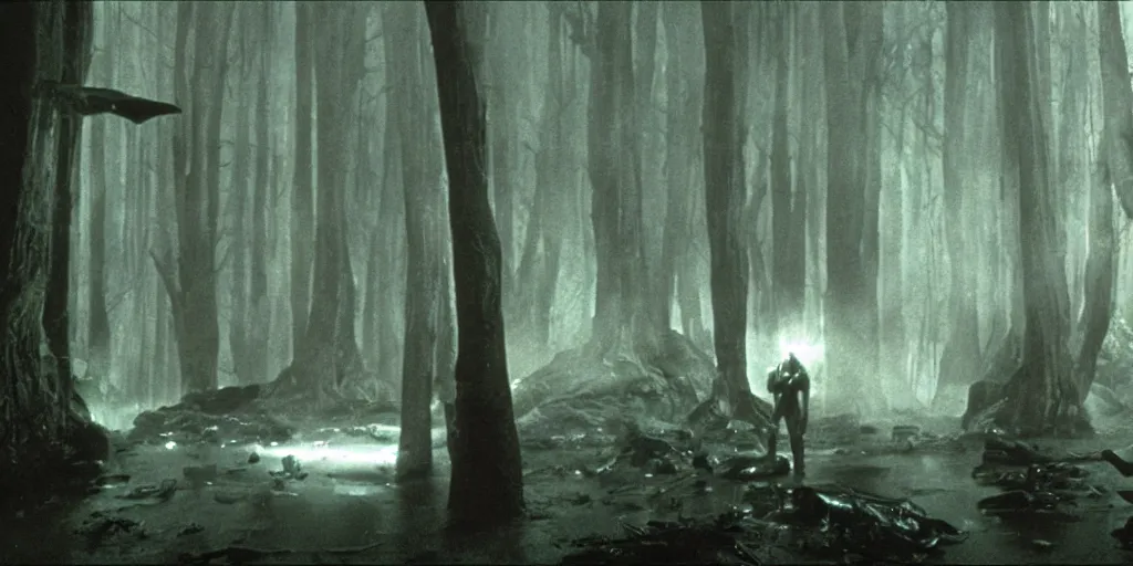Image similar to dagobah in star wars the empire strikes back, by terrence mallick