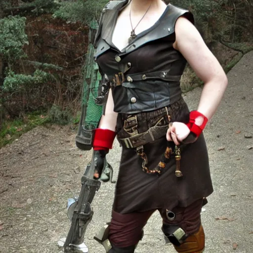 Image similar to full body photo of female dieselpunk warrior